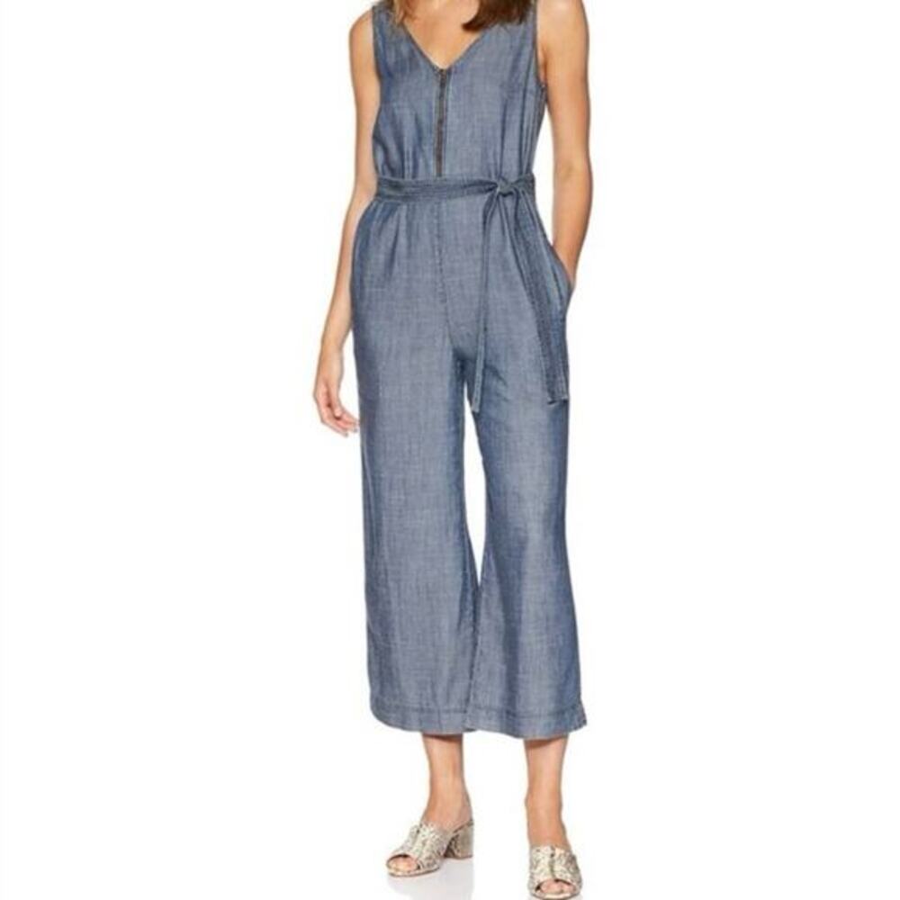 Trina Turk‎ California Dreaming Palo Alto Chambray Tie Cropped Jumpsuit